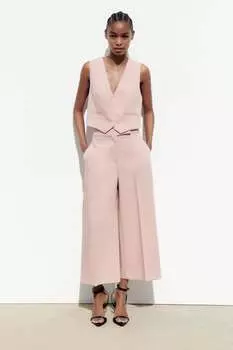 Короткий жилет ZARA, бежево-розовый