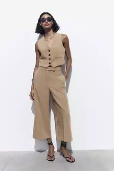 Короткий жилет ZARA, кэмел