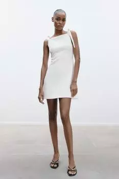 Короткое эластичное платье ZARA, белый