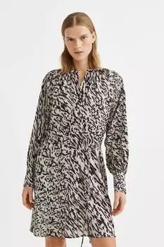 Короткое атласное платье H&amp;M, светло-бежевый/узор