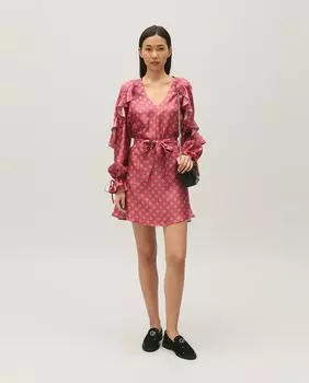 Короткое атласное платье с принтом Claudie Pierlot, розовый