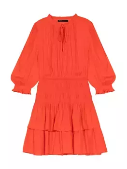 Короткое атласное платье со сборками Maje, красный