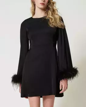 Короткое атласное платье Twinset, черный