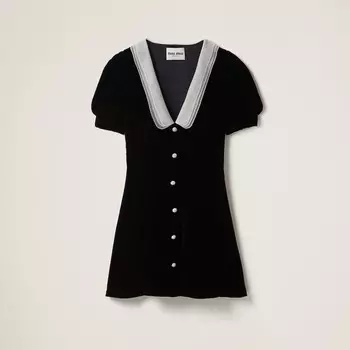 Короткое бархатное платье Miu Miu, черный