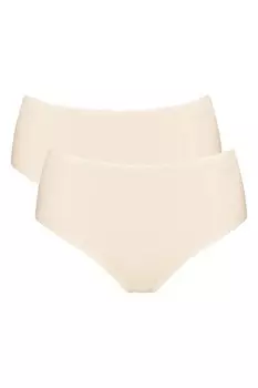 Короткое бикини с высокой талией — 2 пары Sloggi, бежевый