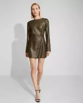 Короткое блестящее платье с подплечниками Nalle, черный