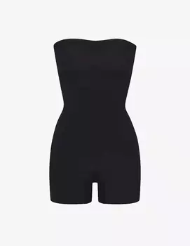 Короткое боди без бретелек SKIMS, цвет Onyx
