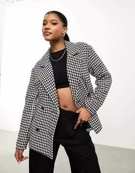 Короткое деловое пальто в черно-белом стиле "гусиные лапки" Threadbare Soph