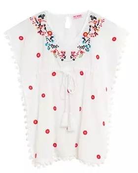 Короткое Девичье платье с вышивкой Dolores Corts, белый