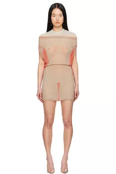 Короткое драпированное мини-платье с эффектом изменения силуэта Jean Paul Gaultier, цвет mint coral