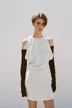 Короткое драпированное платье - circ x zara ZARA, устрично-белый