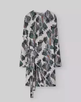 Короткое драпированное платье с узлом Adolfo Dominguez, мультиколор