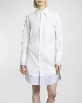 Короткое двойное платье-рубашка на пуговицах JW Anderson, цвет White