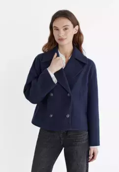 Короткое двубортное пальто Stradivarius, синий