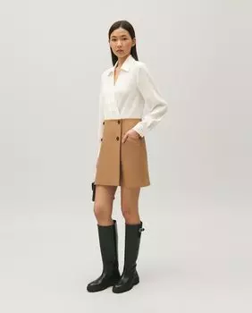 Короткое двухцветное платье строгого кроя Claudie Pierlot, мультиколор