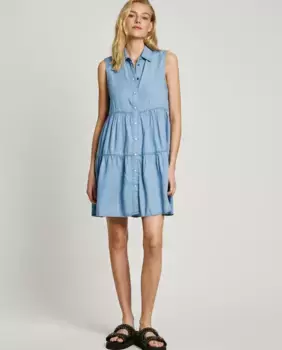 Короткое джинсовое платье без рукавов Pepe Jeans, голубой