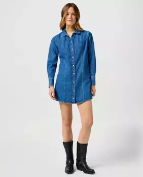 Короткое джинсовое платье с кнопками Wrangler, синий