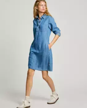 Короткое джинсовое платье с полузастегивающейся планкой Pepe Jeans, синий