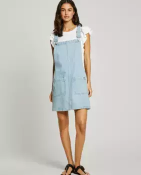 Короткое джинсовое платье с регулируемыми бретелями Pepe Jeans, голубой