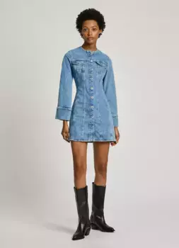 Короткое джинсовое платье с застежкой на пуговицы спереди Pepe Jeans, синий