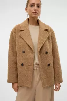 Короткое фактурное пальто букле, сшитое на заказ Vero Moda, коричневый