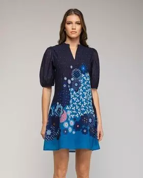 Короткое градиентное платье с принтом Niza, синий
