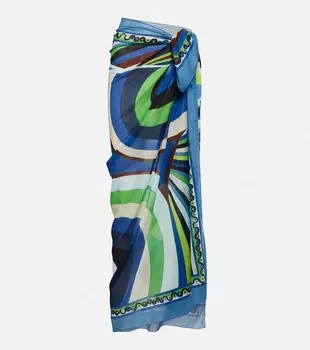 Короткое хлопковое пляжное платье с принтом PUCCI, разноцветный