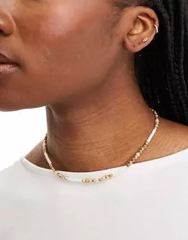 Короткое колье ASOS DESIGN с искусственным жемчугом и золотыми бусинами
