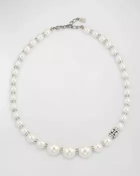 Короткое колье с перламутром и кристаллами Givenchy, цвет Whitesilvery