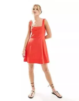 Короткое красное летнее теннисное платье со швами ASOS