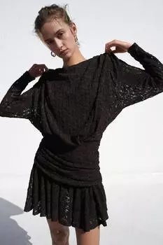 Короткое кружевное платье ZARA, цвет Chocolate