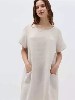 Короткое льняное платье с карманами Hybrid, цвет sand