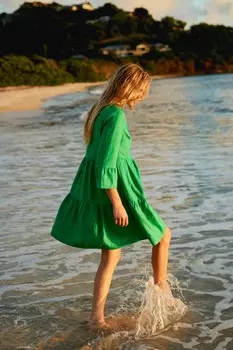 Короткое льняное платье Sophia Boden, зеленый