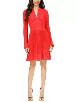 Короткое мини-платье Petites Womens Shutter Pleat MICHAEL Michael Kors, темно-розовый