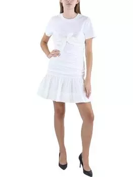 Короткое мини-платье Peyton Womens с узлом спереди Tanya Taylor, белый