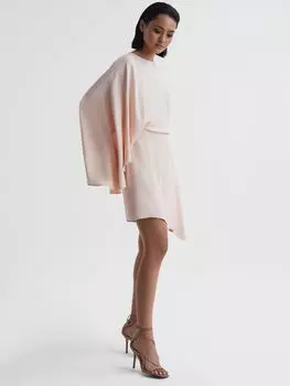 Короткое мини-платье Reiss Christy с накидкой, нейтральный