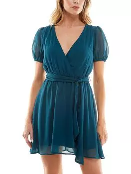 Короткое мини-платье с запахом для женщин Juniors Speechless, цвет teal