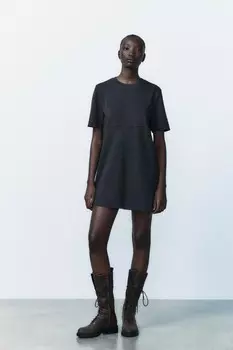 Короткое мягкое платье ZARA, темный антрацит