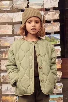 Короткое непромокаемое стеганое пальто Next, зеленый