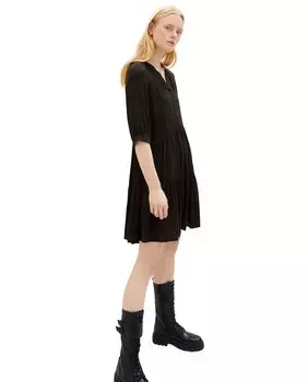 Короткое однотонное платье с рукавом 3/4 Tom Tailor, черный