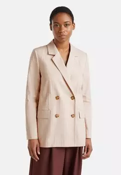 Короткое пальто DOUBLE-BREASTED PINSTRIPE United Colors of Benetton, бежевый