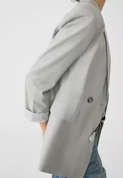 Короткое пальто DOUBLE-BREASTED Stradivarius, серый