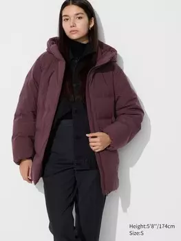 Пуховик Uniqlo с капюшоном, 18 бордовый