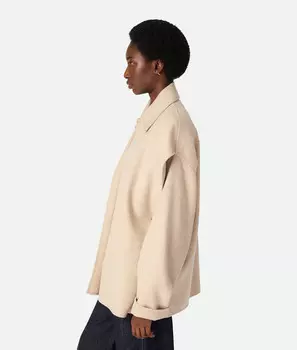 Короткое пальто из двойной шерсти и кашемира Bottega Veneta