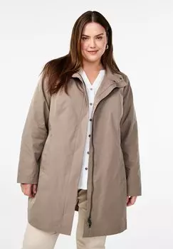 Короткое пальто MIT TASCHEN UND HOHEM KRAGEN Zizzi, коричневый