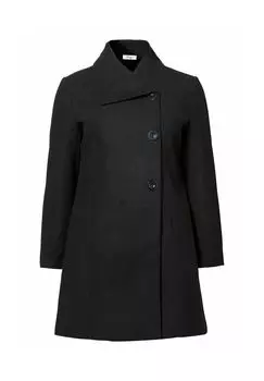 Короткое пальто с асимметричным воротником и планкой на пуговицах sheego, черный