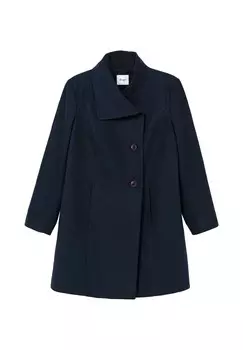 Короткое пальто с асимметричным воротником, широкого кроя Sheego, темно-синий