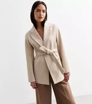 Короткое пальто с поясом New Look, светло-коричневый