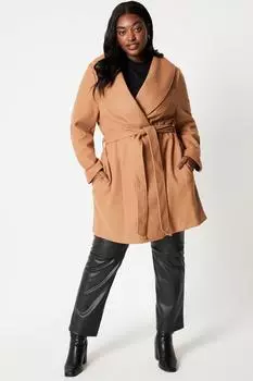 Короткое пальто с запахом Curve Dorothy Perkins, бежевый