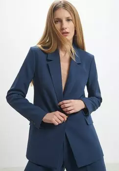 Короткое пальто Single Breasted Solid Color Calliope, синий